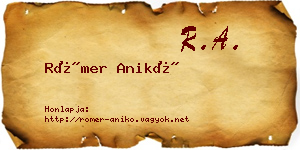 Römer Anikó névjegykártya